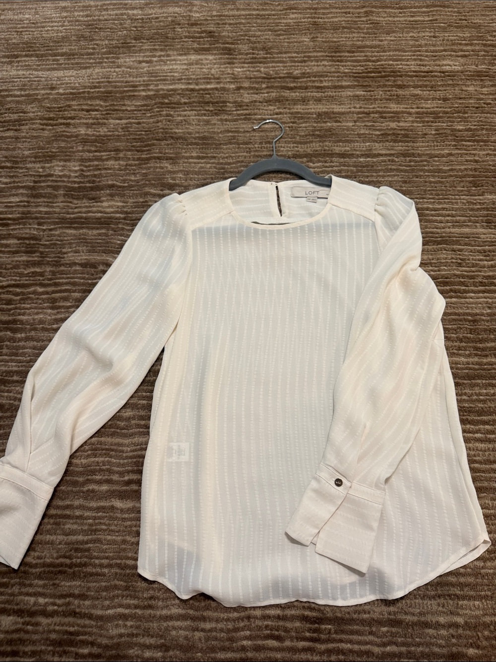 LOFT Ivory Long-Sleeve Pintuck Blouse